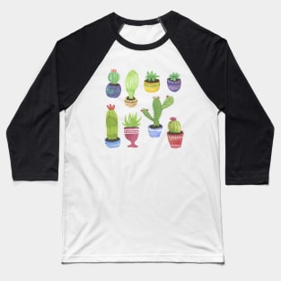 Watercolor Pattern of Cactus and Succulents Baseball T-Shirt